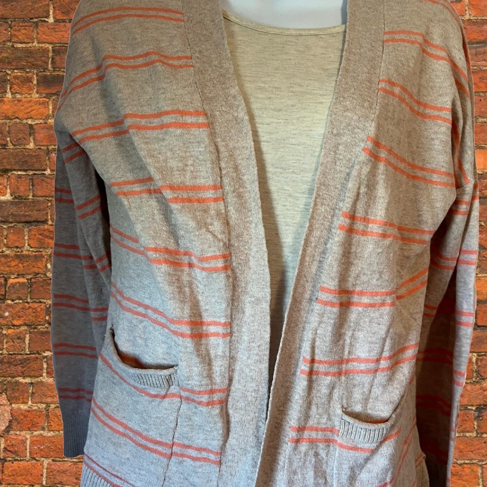 Peyton Primrose Beige with Tangerine Stripe Cardigan Size Medium